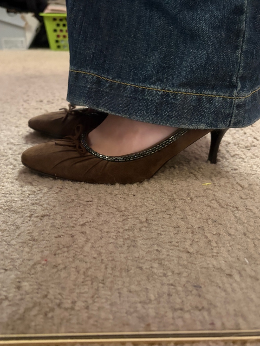 Coach Brown Suede Pointed Toe Low Heel Pumps